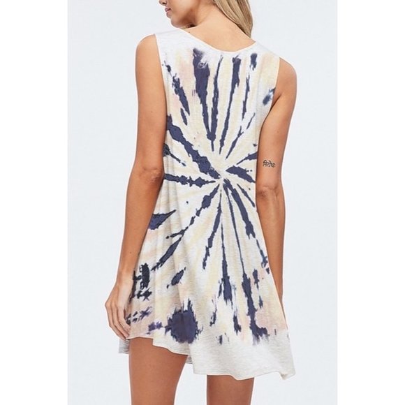 Phil Love Sleeveless Tie Dye Swing Dress Blue White Size Small NWT - Picture 2 of 3